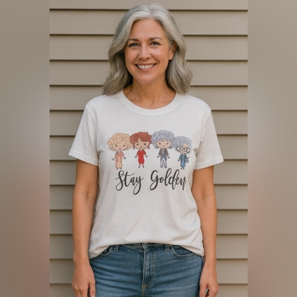 The Golden Girl Caricature White TV Series Short Sleeve Tee Shirt GUC M? #2332